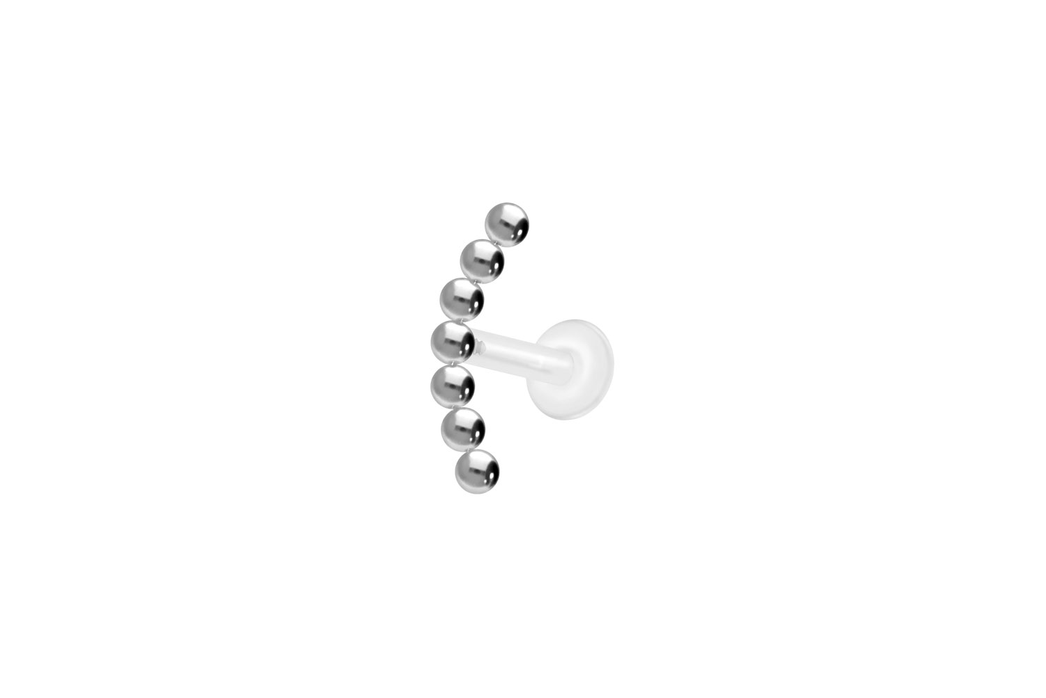 PTFE Labret Piercing mit Innengewinde + Titan-Aufsatz 7 KUGELN